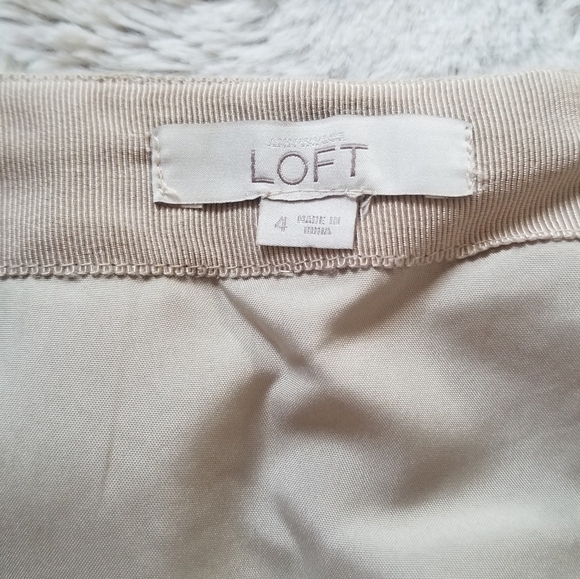 Ann Taylor Loft Cotton Linen Stitch Embroidered Beige Pencil Mini Skirt - Picture 4 of 9